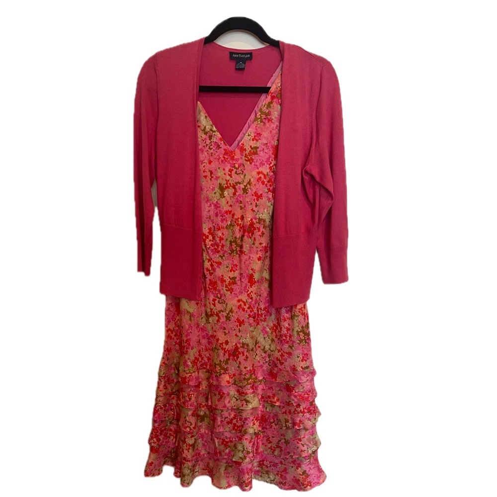 Vintage Ann Taylor Ruffle Dress with matching Cardigan